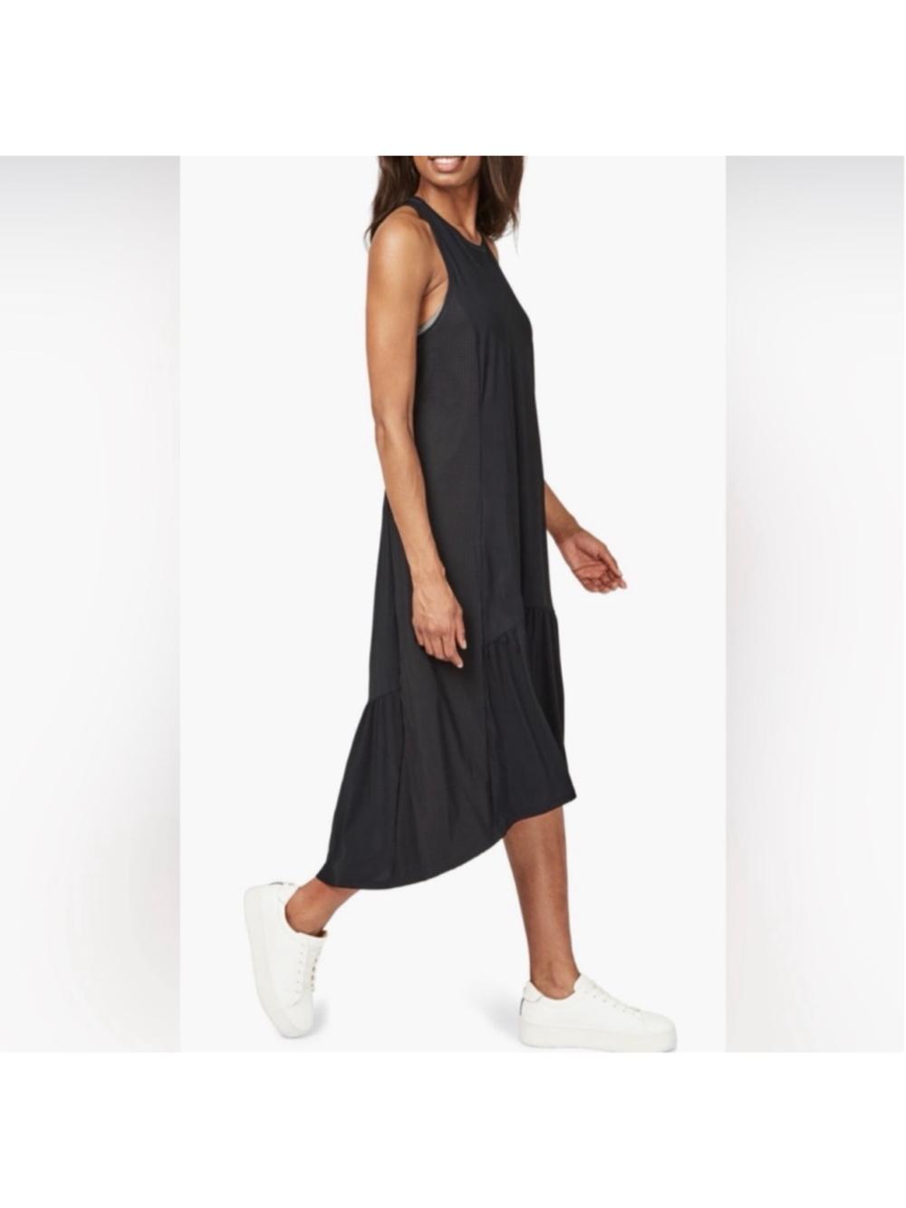 Women's Sweaty Betty Black Exploere High Low Tank Midi Dress Size M - Picture 3 of 10